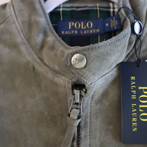 Polo Ralph Lauren 710777341001 Men's Sz M Gray Suede Café Racer Jacket $698 - Picture 6 of 14